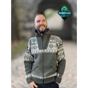 Nordlys Mnstret vindtett ulljakke til dame og herre grnn natur