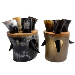 Snapsglass,4 horn med holder