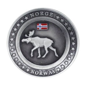 Magnet, rund metallplate med sort elg