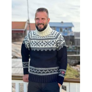 Nordlys Frost ullgenser hy hals til dame og herre marine natur