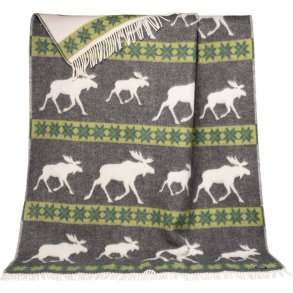 Ull pledd. Elg. 100% Norsk ull. 130 x200 cm med frynser