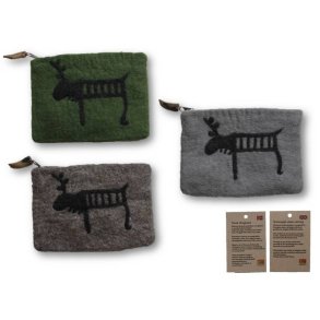 Stor pung med nlefiltet reinsdyr fra helleristning